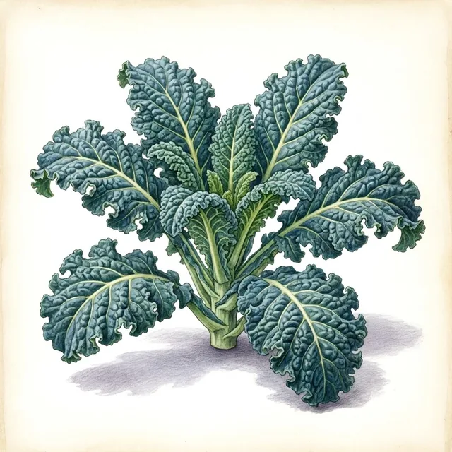 Chou Frise Kale Demi-Nain de Westland, illustration botanique