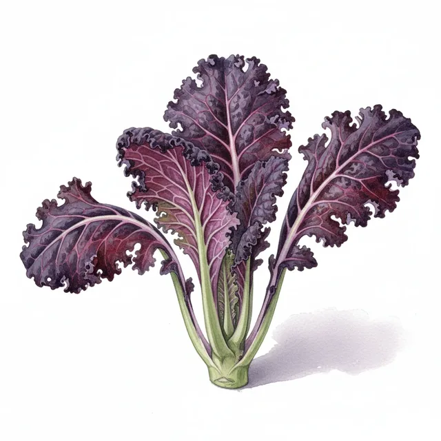 Chou Kale Red Ursa, illustration botanique