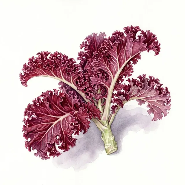 Chou Kale rouge, illustration botanique