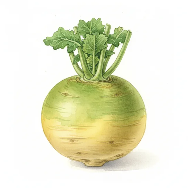 Chou Navet Jaune A Collet Vert Wilhelmsburger, illustration botanique