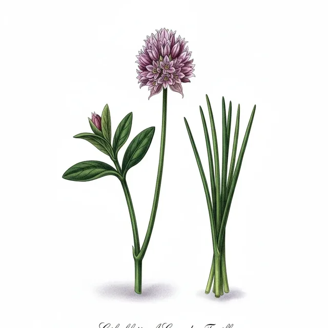 Ciboulette A Grandes Feuilles, illustration botanique