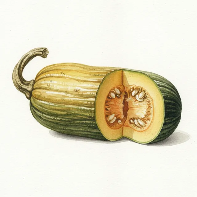 Citrouille de Touraine, illustration botanique