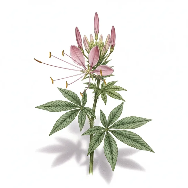 Cleome spinosa, illustration botanique