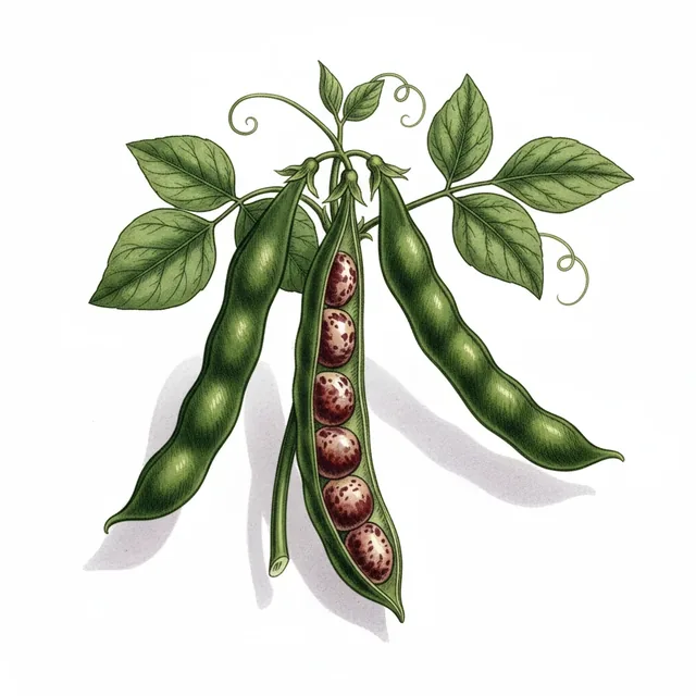 Common Bean Agate Pinto, illustration botanique