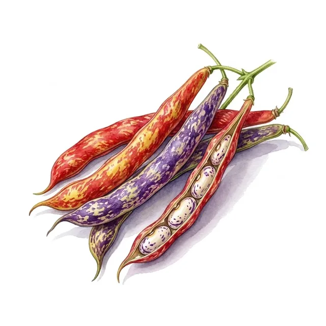 Common Bean Borlotto, illustration botanique