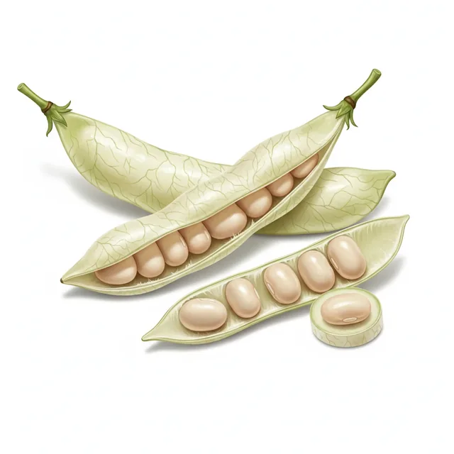 Common Bean Coco Blanc Nain Précoce, illustration botanique