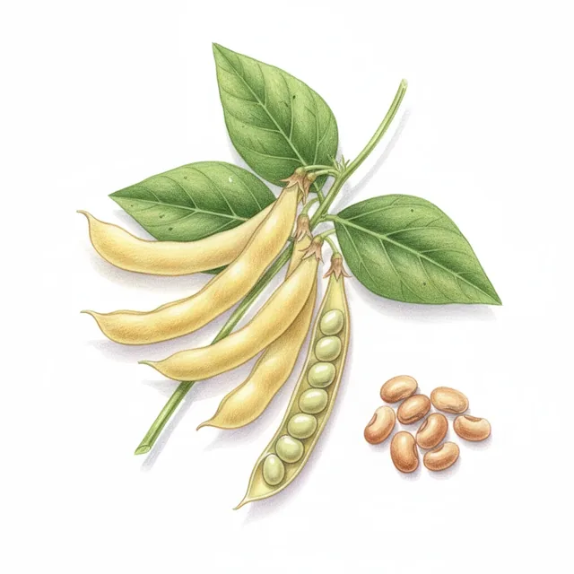 Common Bean Coco de la Meuse, illustration botanique