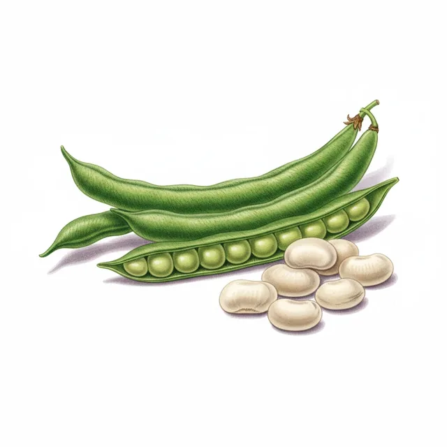 Common Bean Lingot Suisse Blanc, illustration botanique