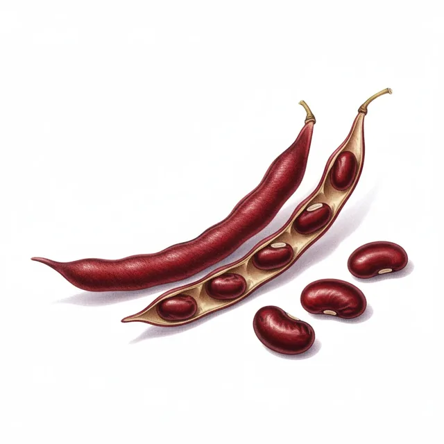 Common Bean Montezuma Red, illustration botanique