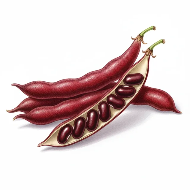 Common Bean Rognon de Coq, illustration botanique