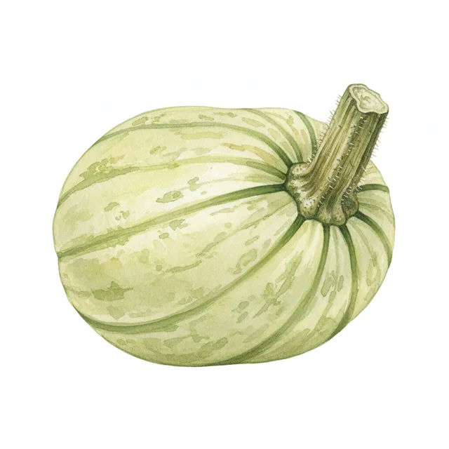 Courge A Graines Nues Lady Godiva, illustration botanique