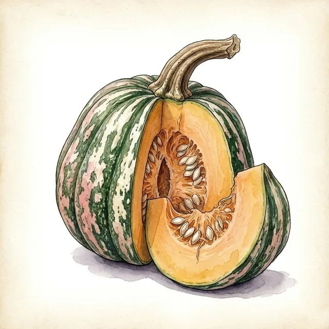 Courge Cochiti Pueblo, illustration botanique