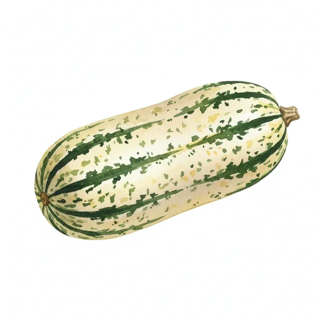 Courge Delicata, illustration botanique