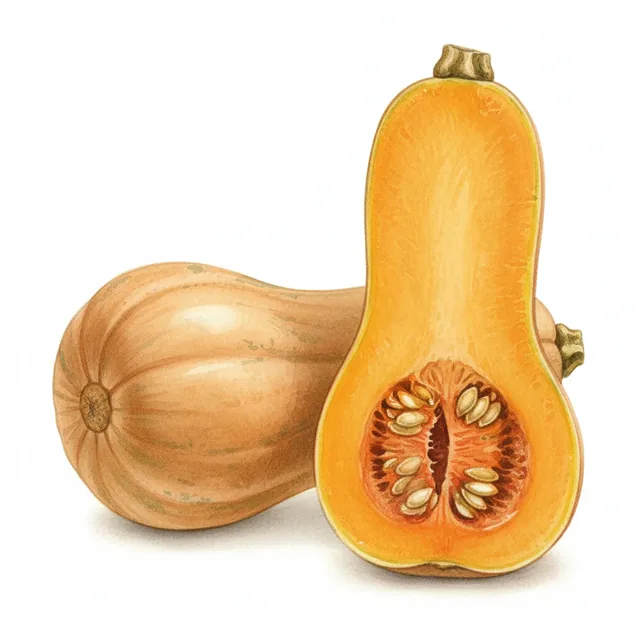 Courge Musquee Butternut, illustration botanique