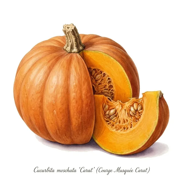 Courge Musquee Carat, illustration botanique