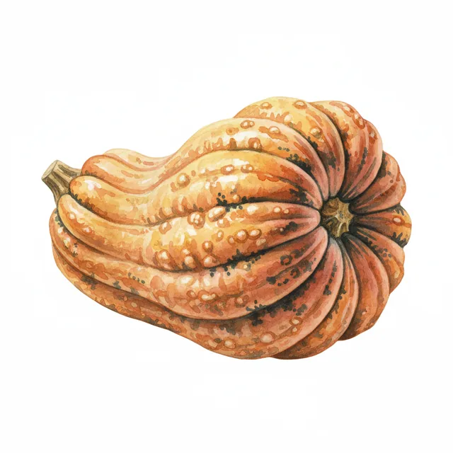 Courge Musquee Futsu Black Rinded, illustration botanique