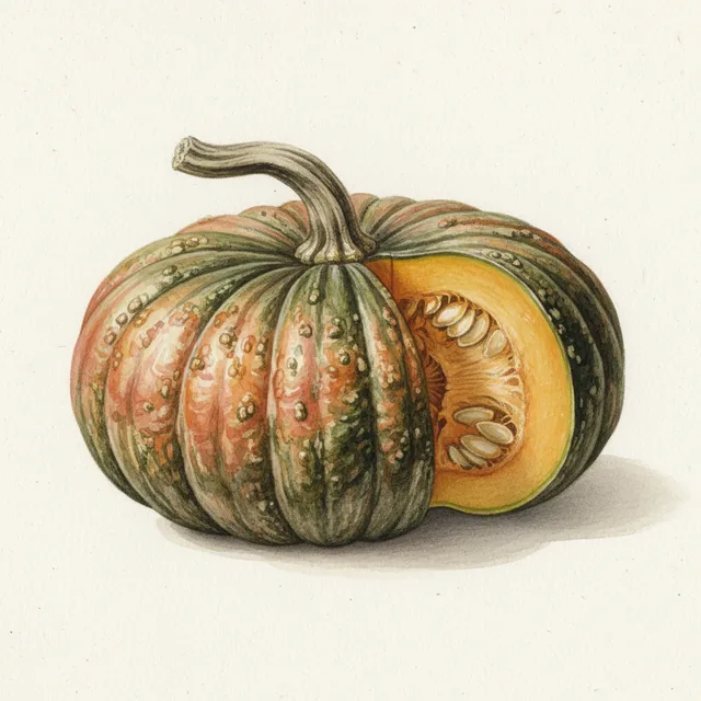 Courge Musquee Galeuse Du Maroc, illustration botanique