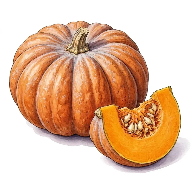 Courge Musquee Muscade (de Provence), illustration botanique