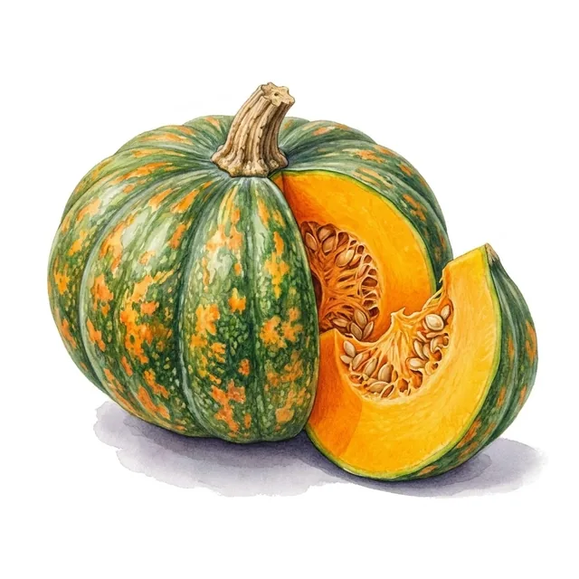 Courge Musquee Yuxijiangbinggua, illustration botanique