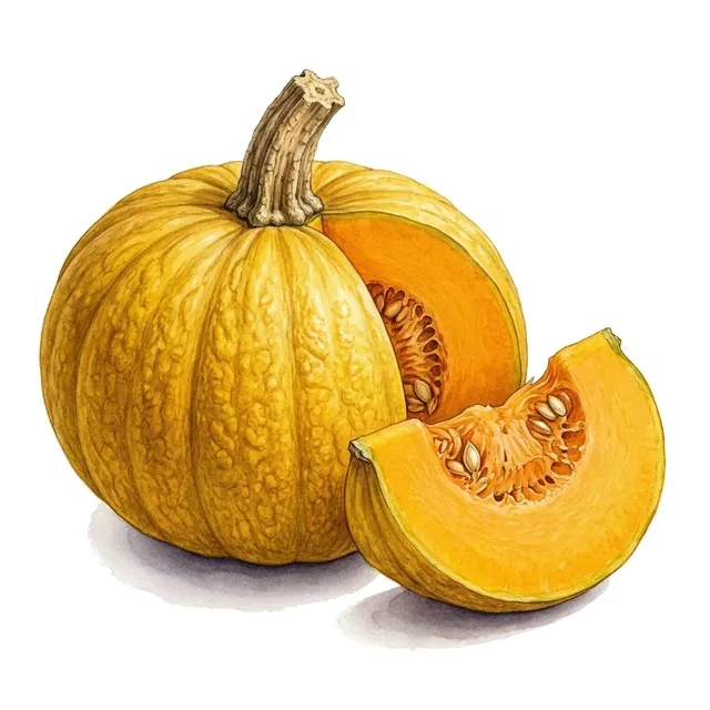 Courge Petite Sucree, illustration botanique