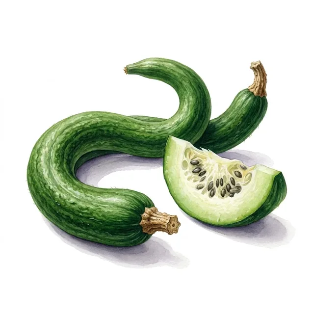 Courge Serpent ou Fleurs Dentelles, illustration botanique