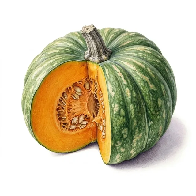 Courge Sugar Loaf, illustration botanique