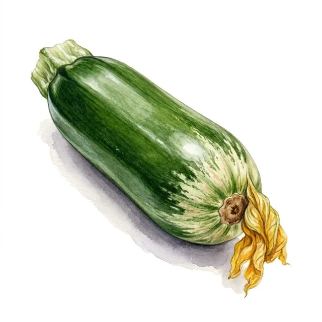 Courgette Genovese, illustration botanique
