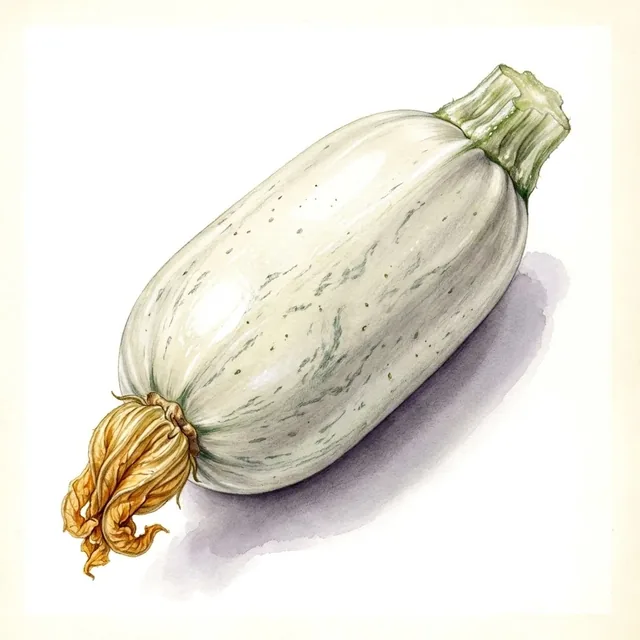 Courgette Grisette de Provence ou Greyzini, illustration botanique