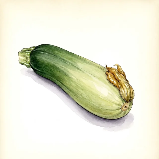 Courgette Ortolana de Faenza, illustration botanique