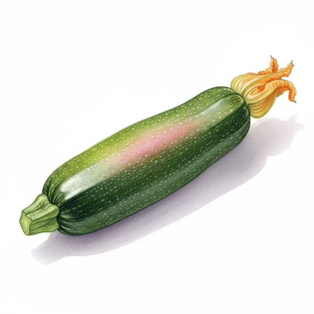 Courgette Zuboda, illustration botanique