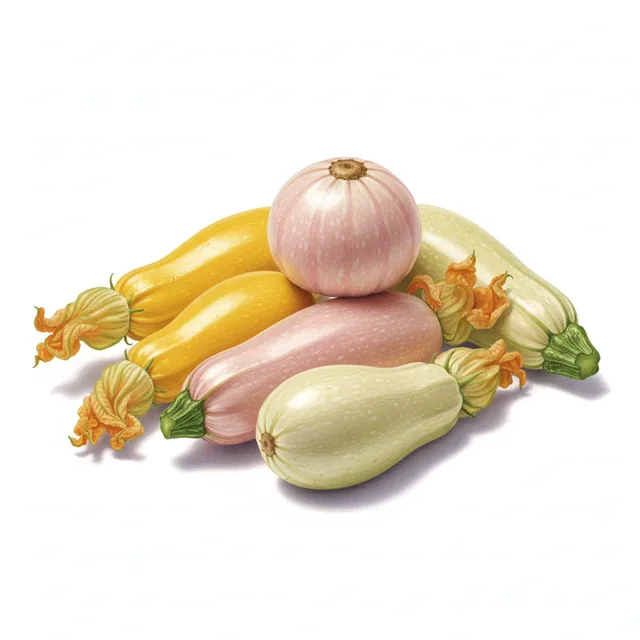 Courgettes En Melange, illustration botanique