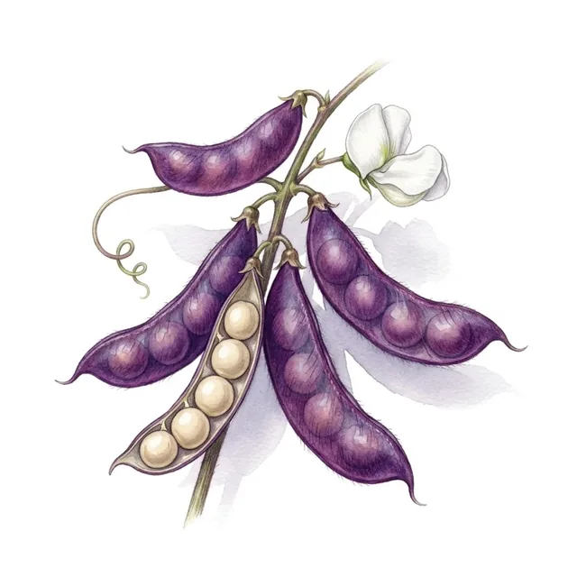 Cowpea Lablab purpureus, illustration botanique