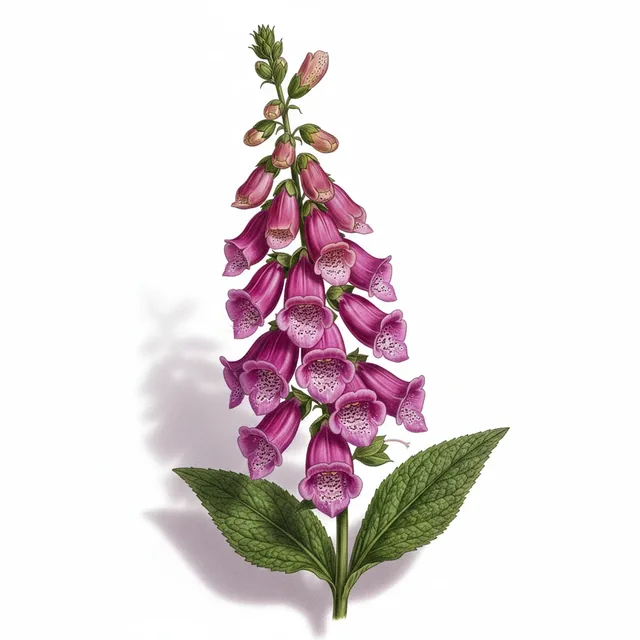 Digitale Rose, illustration botanique