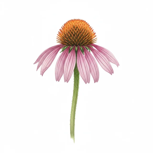 Echinacea purpurea, illustration botanique