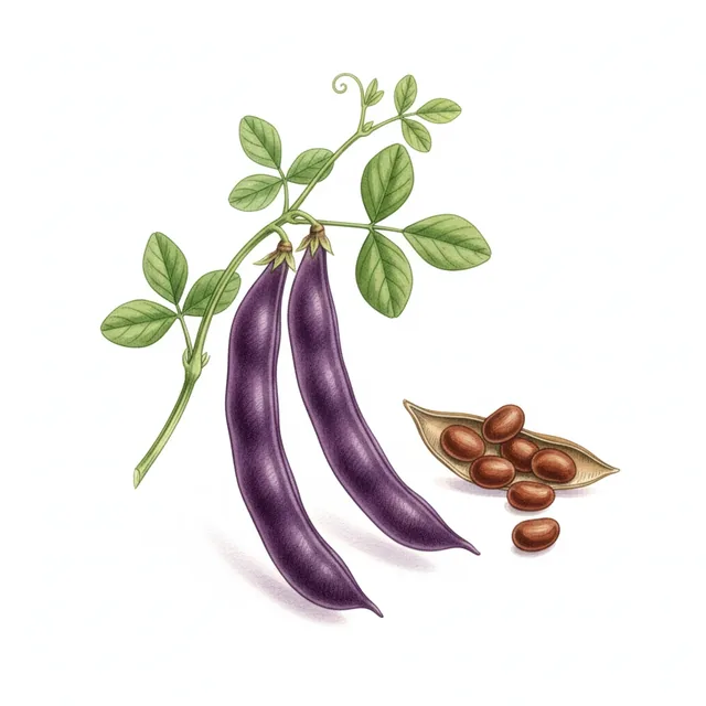 Flat with Purple Pods, illustration botanique