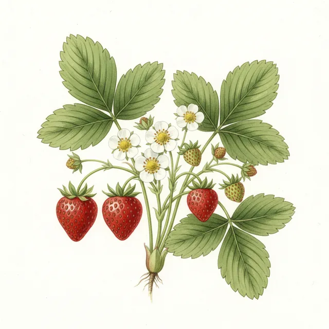 Fraisier Anabelle ab - Motte, illustration botanique