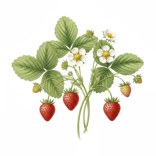 Fraisier Anaïs ab - Motte, illustration botanique