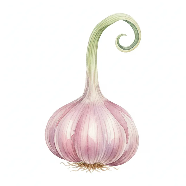 Garlic bulbs Cledor" AB Pink Garlic Bulbs - 250 g, illustration botanique