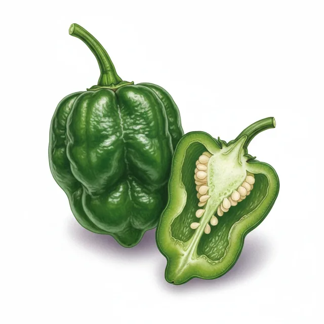 Habanero Combahee Red, illustration botanique