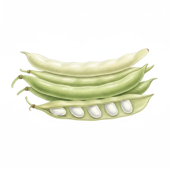 Haricot A Rames Soissons Blanc A Ecosser, illustration botanique