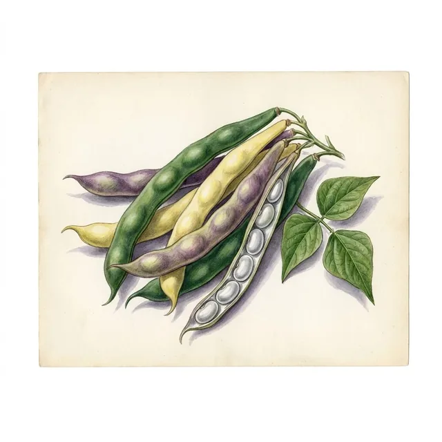 Haricot Nain A Ecosser Coco Cocagne, illustration botanique