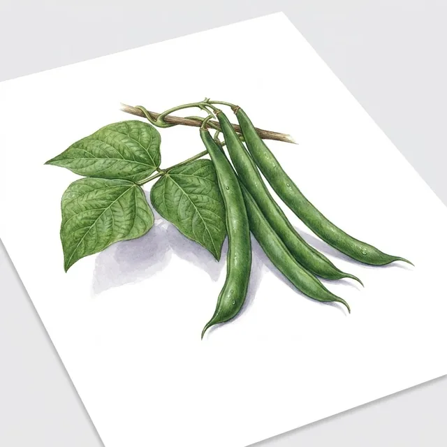 Haricot Nain Autan nt, illustration botanique