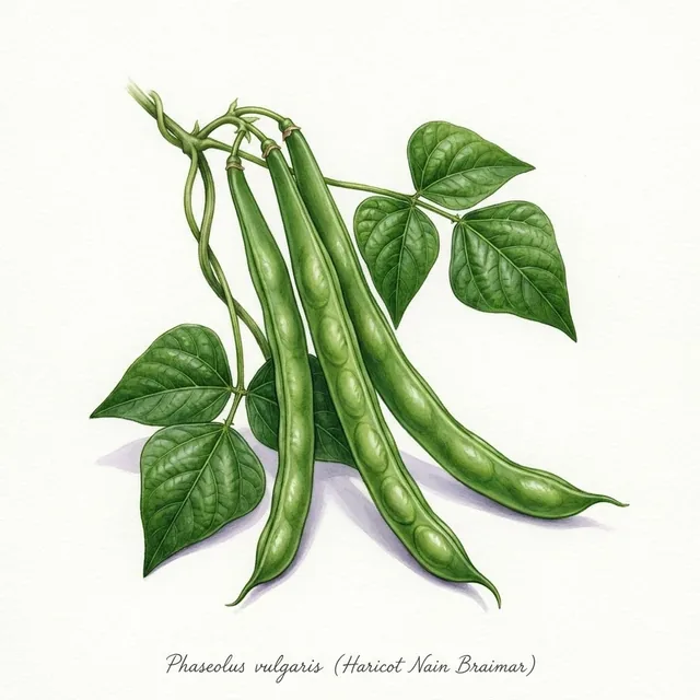 Haricot Nain Braimar, illustration botanique