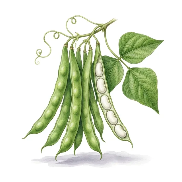 Haricot Nain Cupidon, illustration botanique