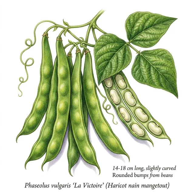 Haricot nain mangetout La Victoire, illustration botanique