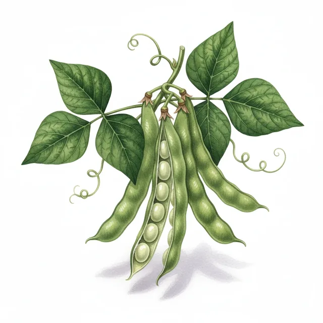 Haricot Nain Mangetout Marymov, illustration botanique