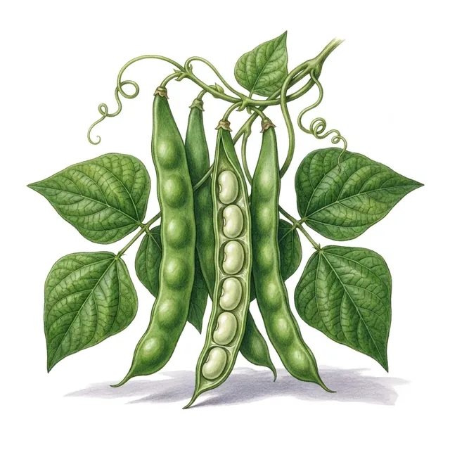 Haricot Nain Maxi, illustration botanique