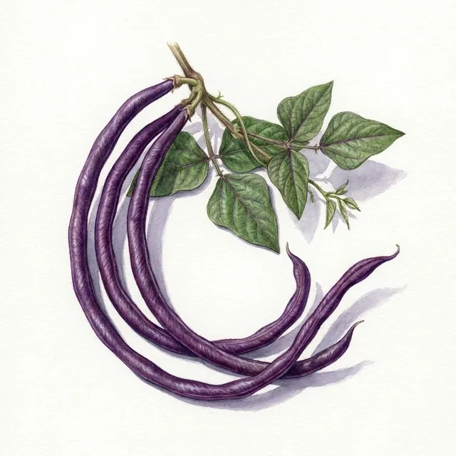 Haricot Serpent ou Dolique Asperge Rouge Taiwan Hongdoujiao, illustration botanique