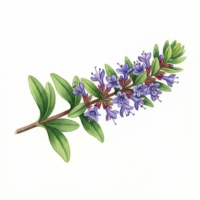 Hysope Officinale, illustration botanique