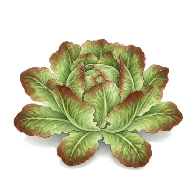 Laitue Batavia Rouge Grenobloise, illustration botanique
